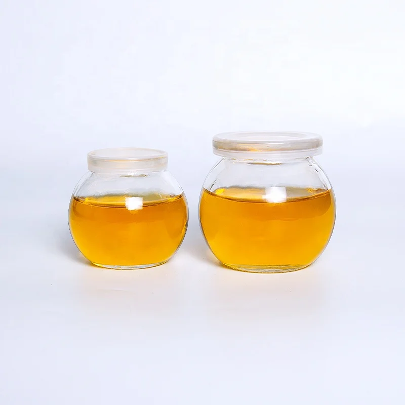 200ml Round Ball Pudding Glass Jar Mousse Candy Beverage Glass Gottle Pudding jar with PE lid