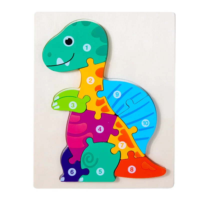 2024 Puzzle&games factory wholesale development brain 9 pcs puzzle toys sensory educational learning wooden traffic dinosaur  puzzle