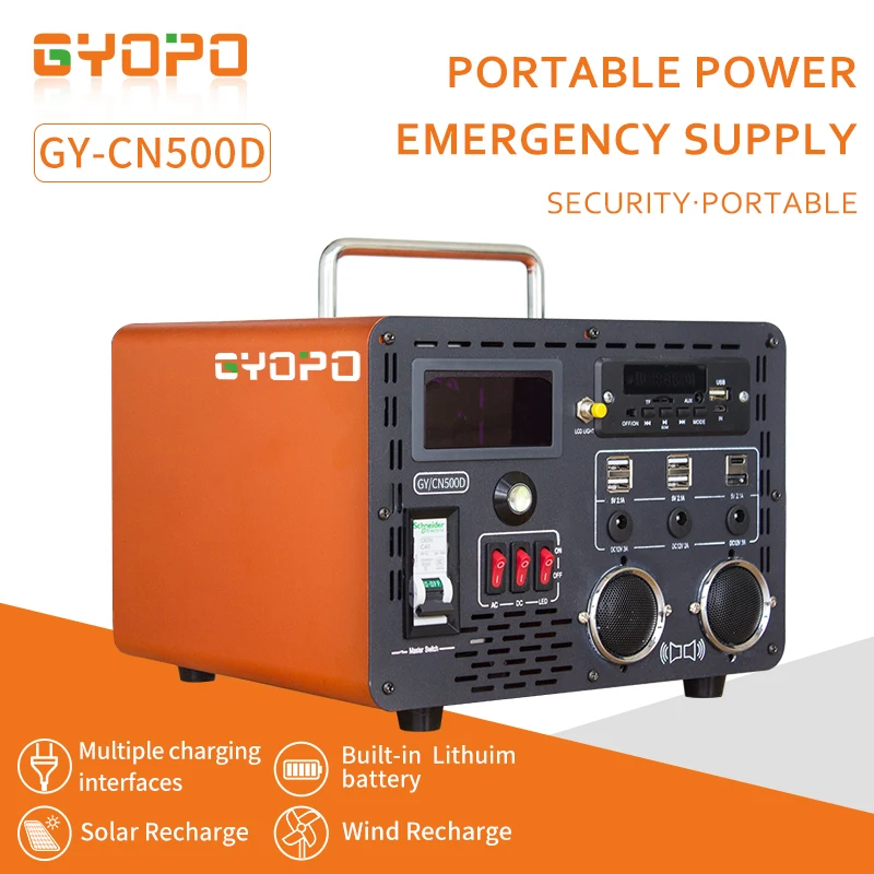 
Gyopo Emergency AC 220V 230V DC 5V 2A Mini Lithium Battery Charging 500W Portable Solar Generator Outdoor Power Station 
