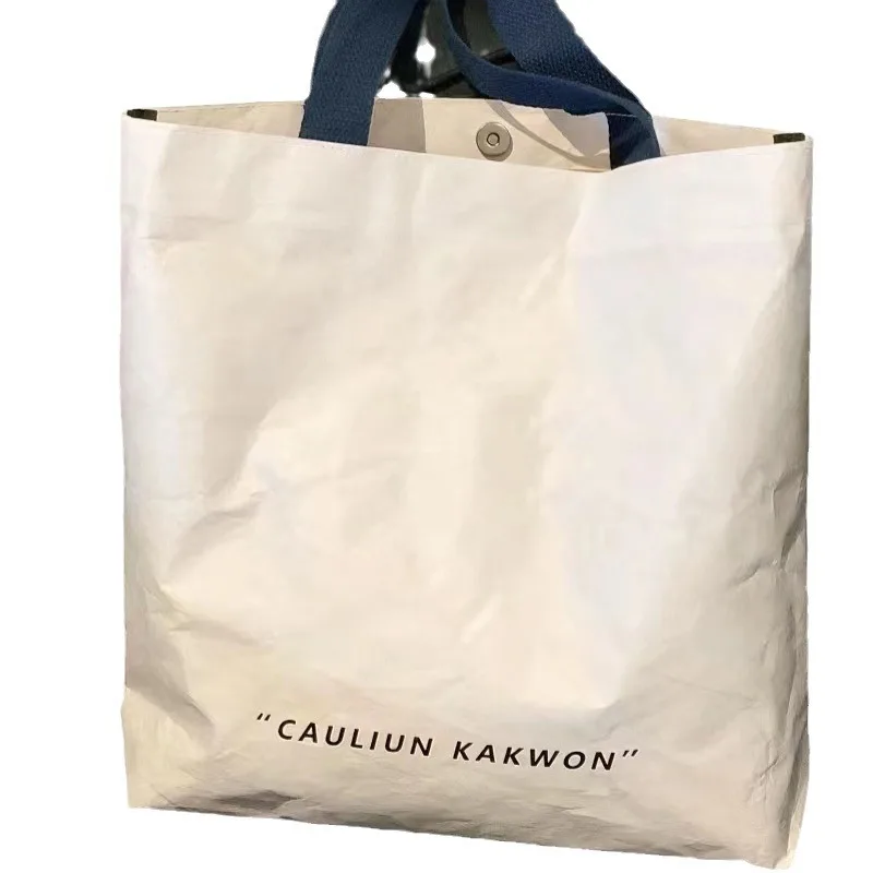 Прочный водонепроницаемый бумажный пакет Dupont с кнопками Пользовательский логотип Tyvek Tote Bag