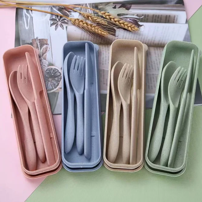 Eco Friendly Travel Utensil Set Wheat Straw Cutlery