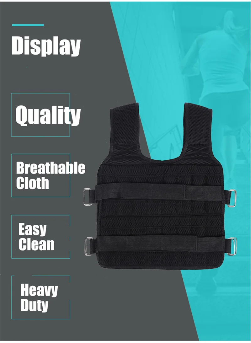 35KG Loading Weight Vest For Boxing Weight Training Workout Fitness Gym Equipment Adjustable Waistcoat Jacket Sand Clothing