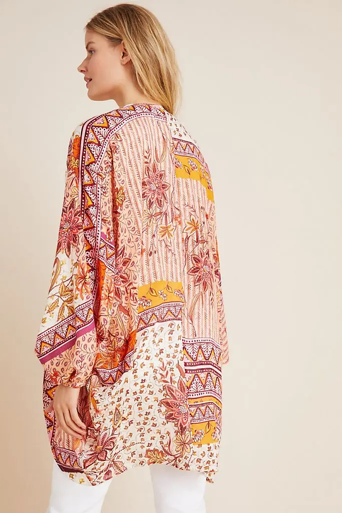 Madeline Cocoon Kimono Oversize Loose Fit Lantern Sleeve Floral Print Boho Kimonos Cover Ups Tops