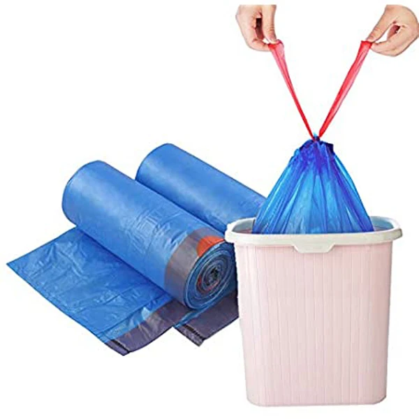Drawstring Trash Bags Of Chinese Manufacturer 100% Biodegradable Reusable Bin Liner GRS Certified Recycled Plastic Garbage Bag