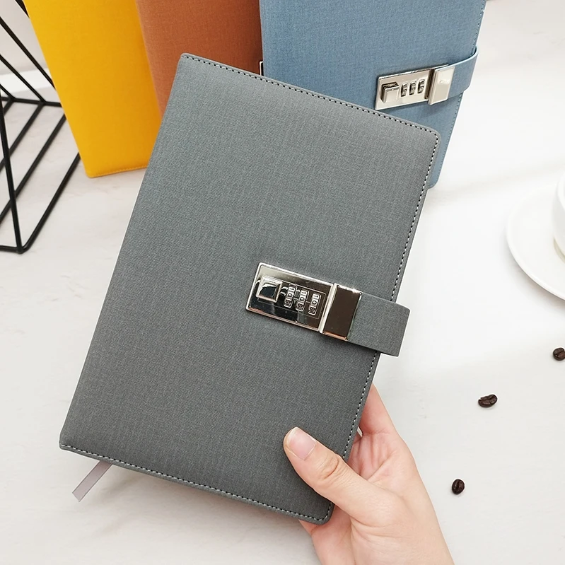 Custom A5 Hardcover Secret Journal Academic Diary Office Executive Notebook With Code Lock
