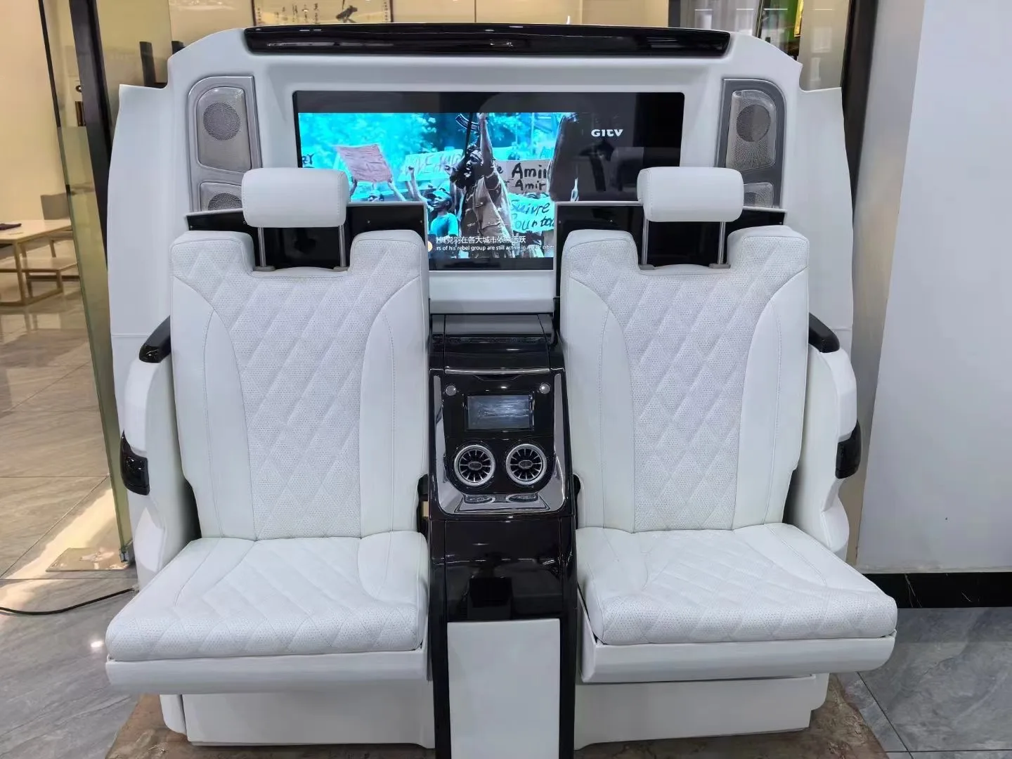 Mona Lisa business car set, luxury bar seat armrest table board, with hidden seats, lifting TV wall  interior  for BENZ vclass