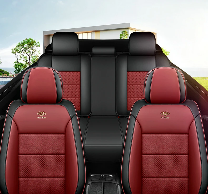 Sports Leather Car Seat Covers Full Set Protector Separate Cap Universal Fit for Nissan Sentra