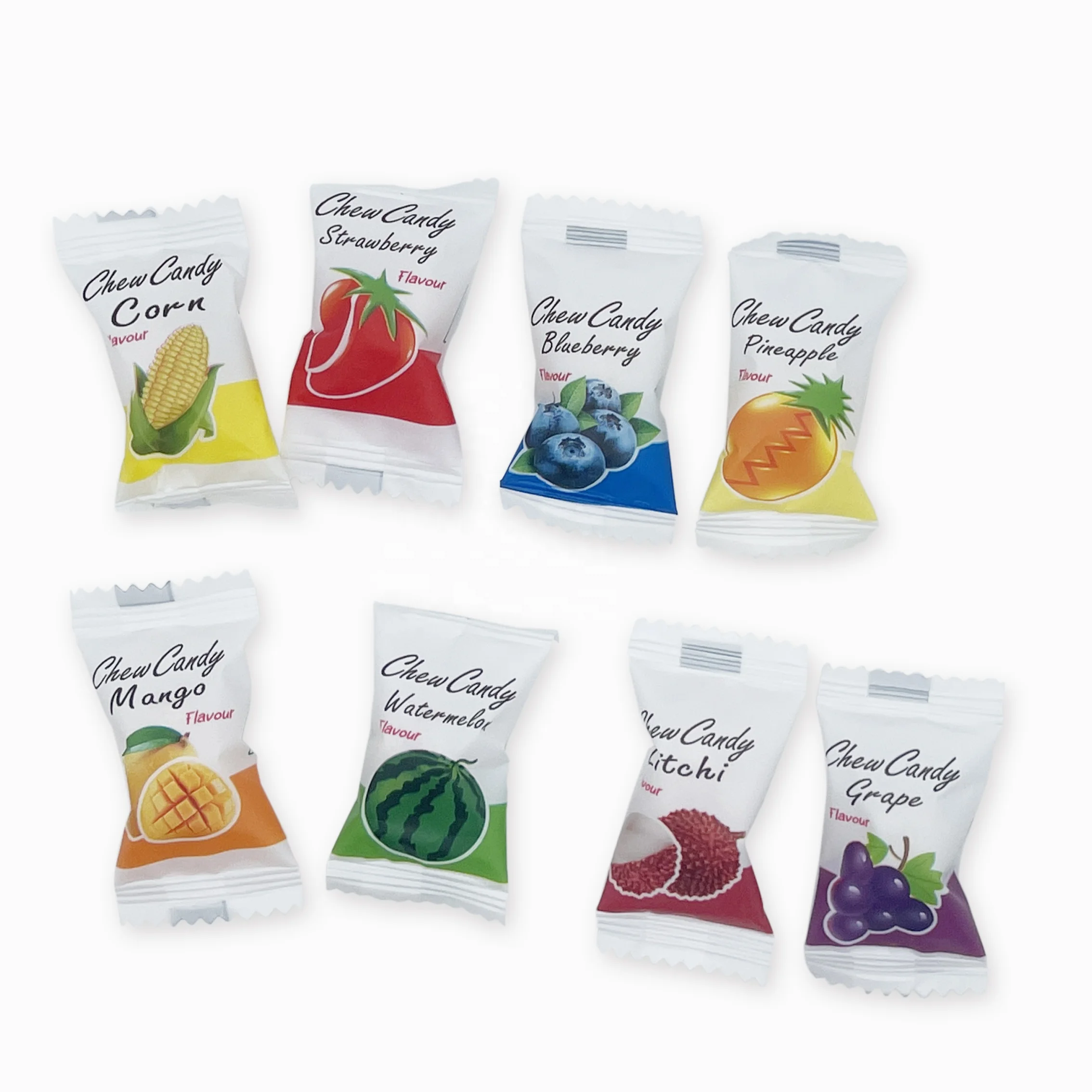 Chewy sweets corn flavor candy chewy fruit filled soft candy ball soft candy for kids