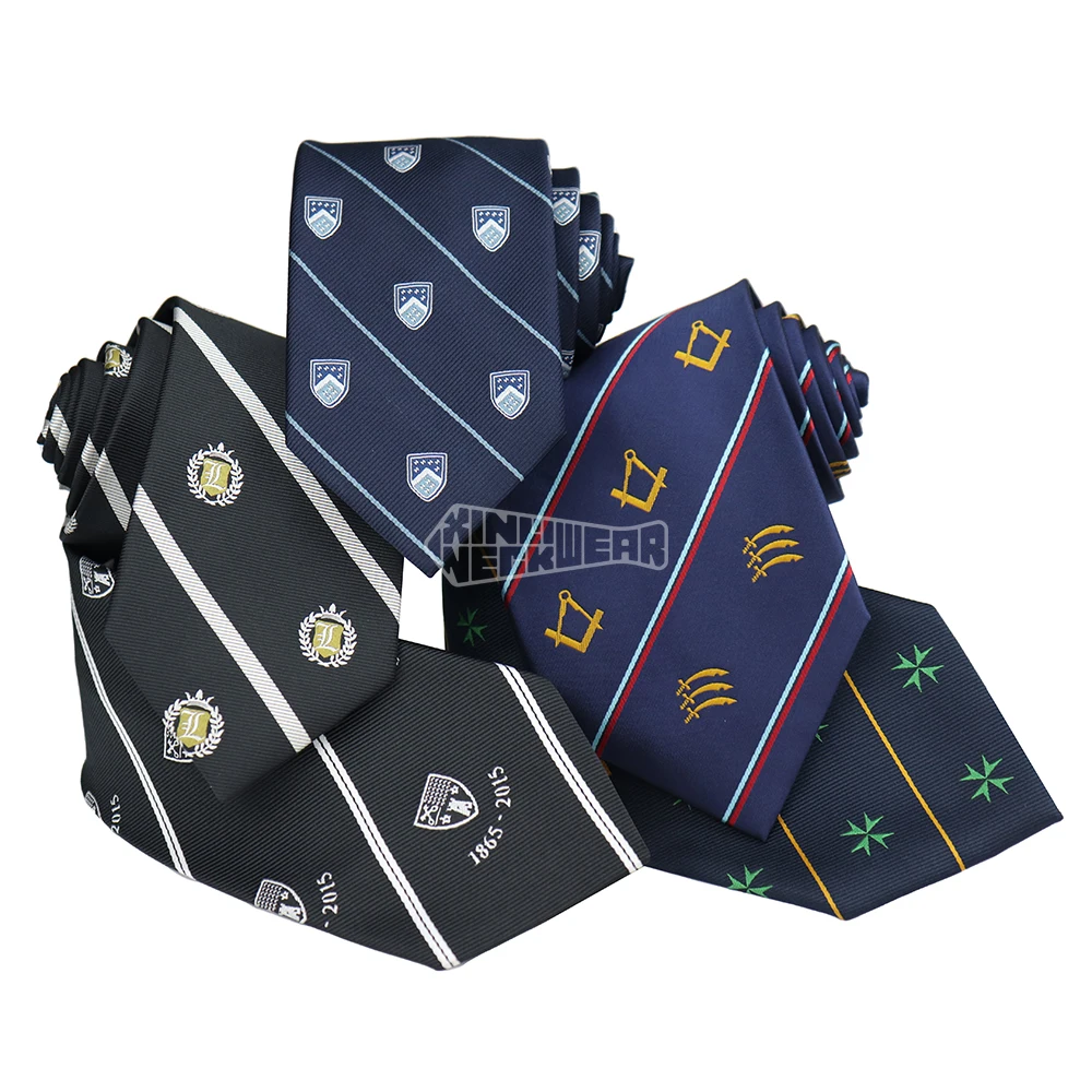 Wholesale Classic Striped Mens Neckties 2024 Microfiber Ties Masonic Tie With Custom Logo
