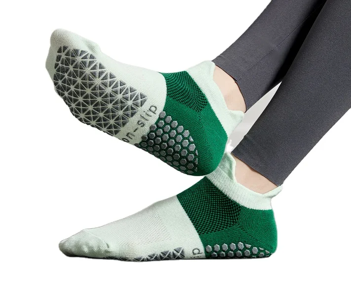 2024 New color matching short tube non-slip Pilates socks cotton moisture absorbent breathable yoga socks