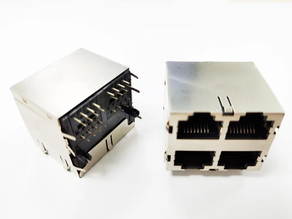 10/100 базовый-T 2x2 порта 8P8C сложенный модульный разъем RJ45 для телекоммуникационного