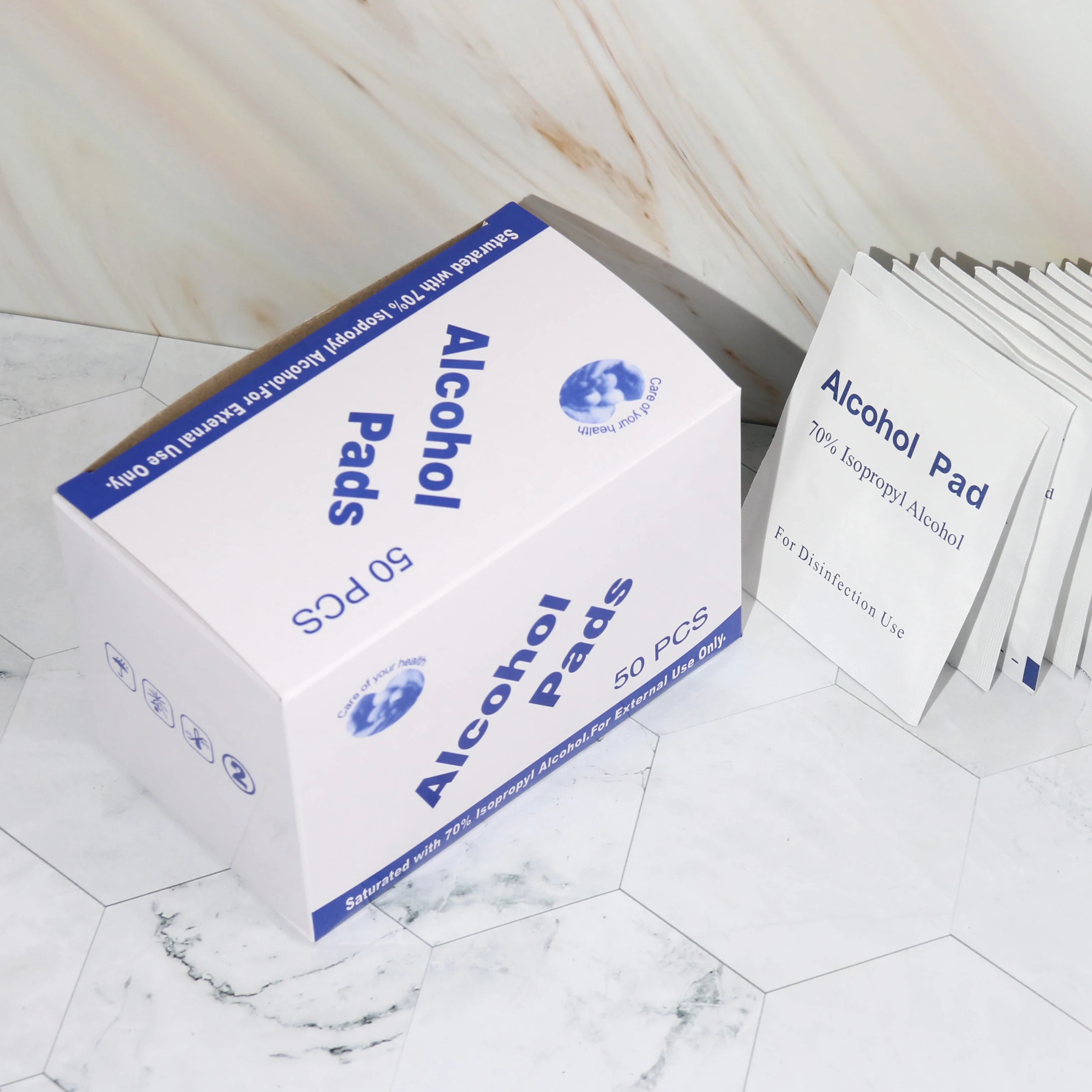 Factory directly sell good price customized alcohol pad 70%/ 75% alcohol pads full certificates