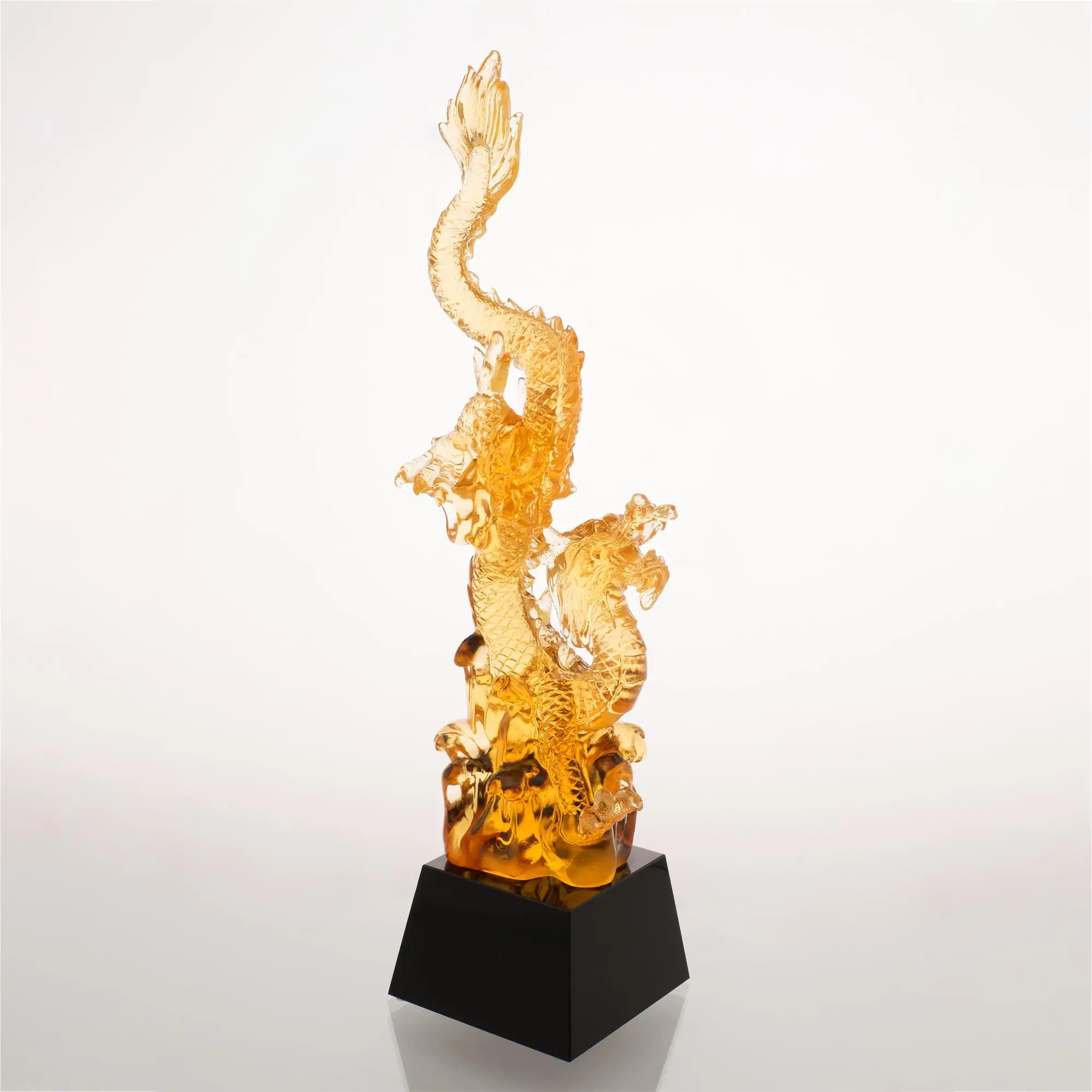 Jadevertu liuli Amber Chinese Dragon award trophy custom for Celebrity leading crystal plaque award