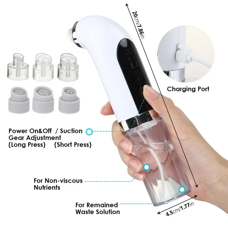 5 Head Pore Cleanser Vacuum Electric Suction Facial Comedo Acne Remover Extractor Tool Kit Blackhead Remover Vacuum
