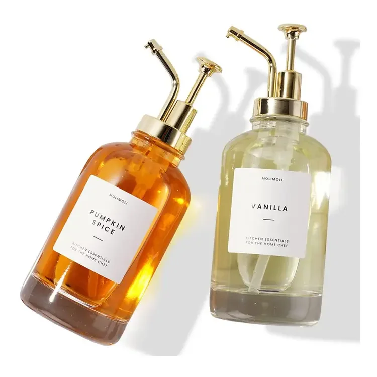 Coffee Syrup Dispenser Coffee Bar Pump Dispenser Glass Syrup Bottle 500ml 16oz Maple Coffee Syrup Pump Bottles