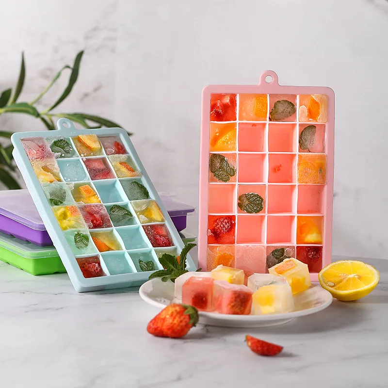 Customized New Popular Reusable 24 Grid Easy-release Flexible Silicone Ice Cube Mold Trays