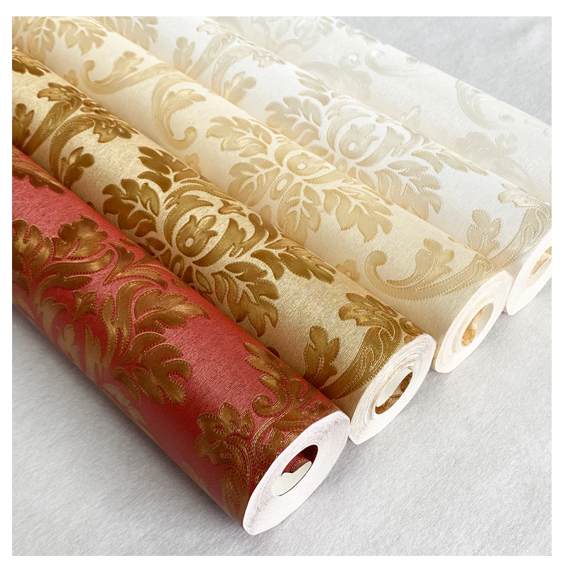 European luxury home decoration classic Damascus PVC wallpaper living room bedroom TV background vinyl 3D adhesive wallpaper