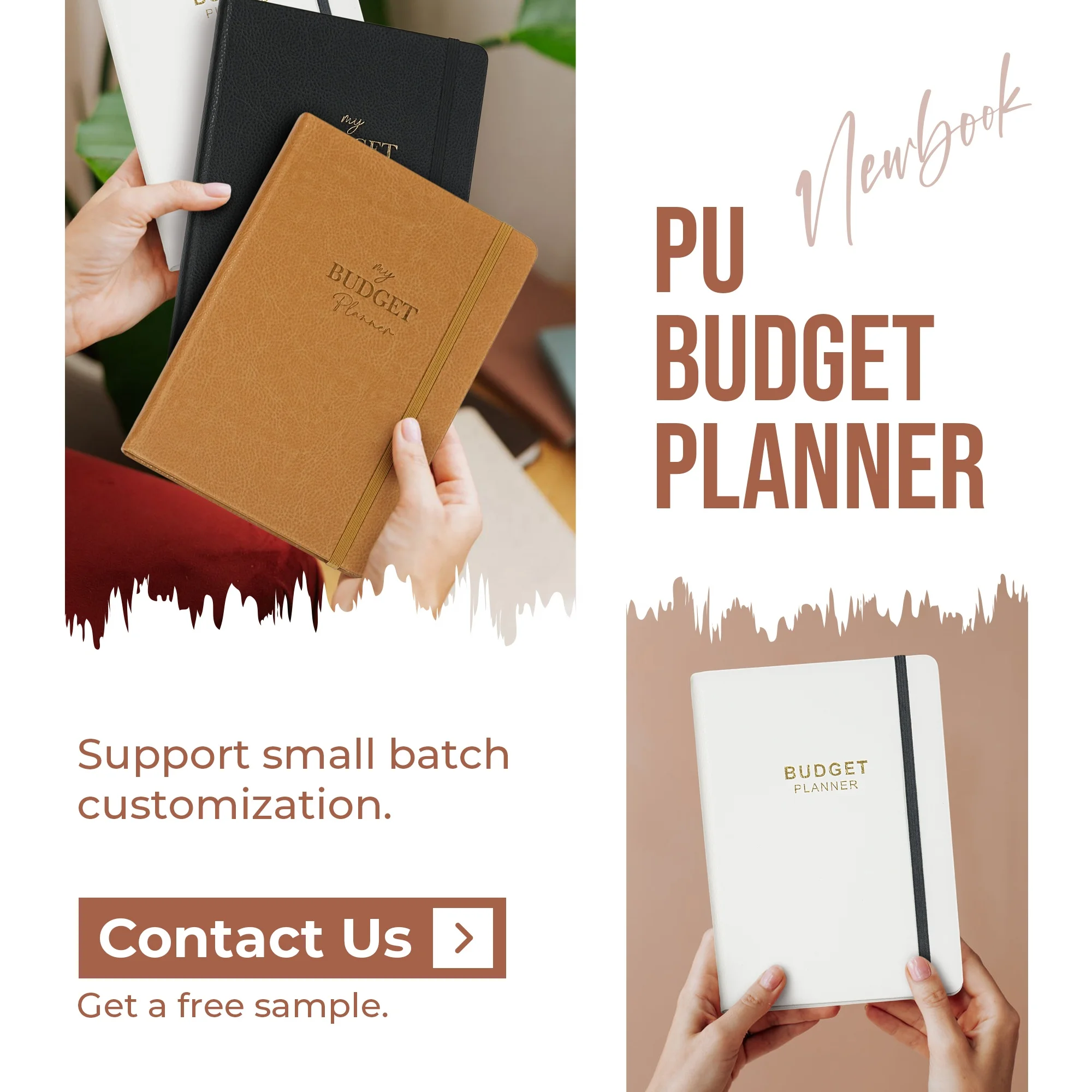 Wholesale Custom logo A5 PU Leather Notebook Paper pocket Sticker Journal Bill Tracker Money Saving Diary Weekly Budget Planner