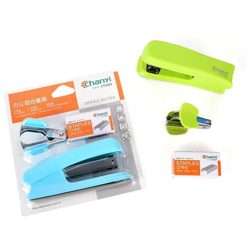 Top quality Office & School Plastic Stapler Set with 1 full Strip Plastic+1000 Staples +1 Staple Remover