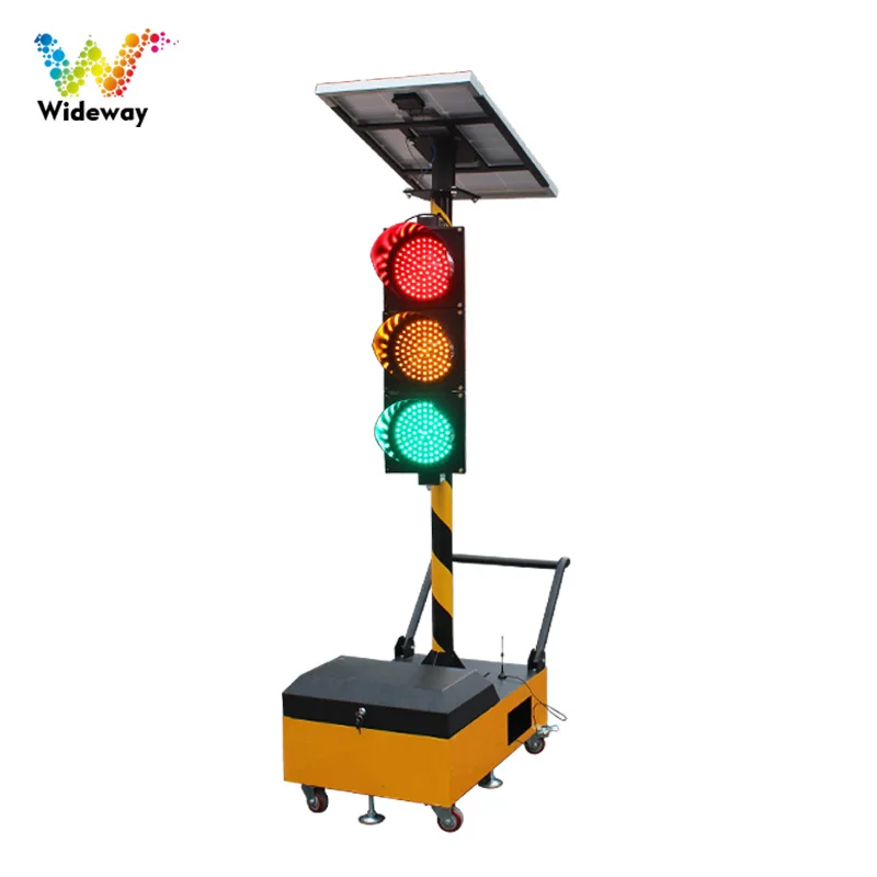 Single-sided solar mobile traffic light, temporary traffic light, temporary mobile traffic light for road construction