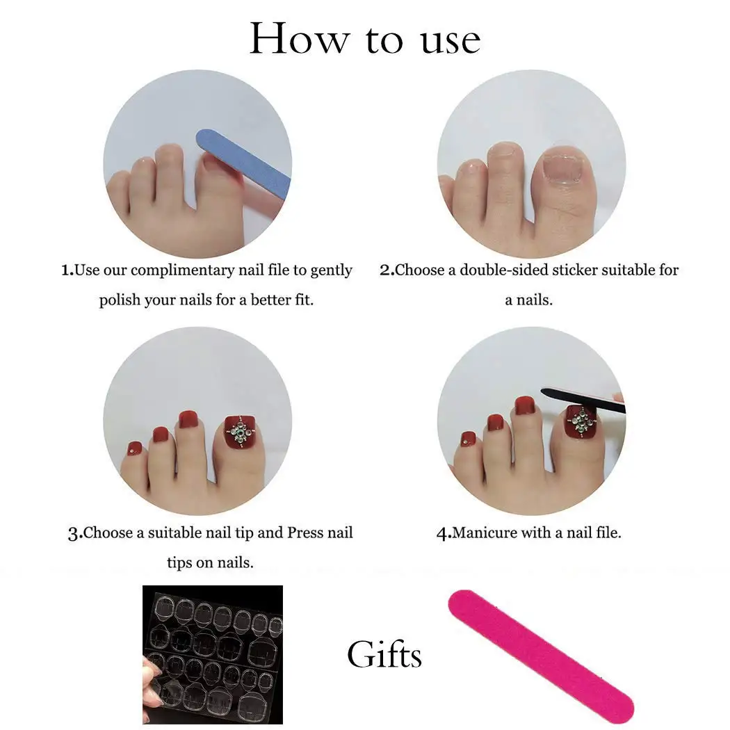 Wholesale Black Sparkly Moon Star Full Cover False Nails  Accessories Women Girls Short Press On Toenails with Rhinestones.jpg