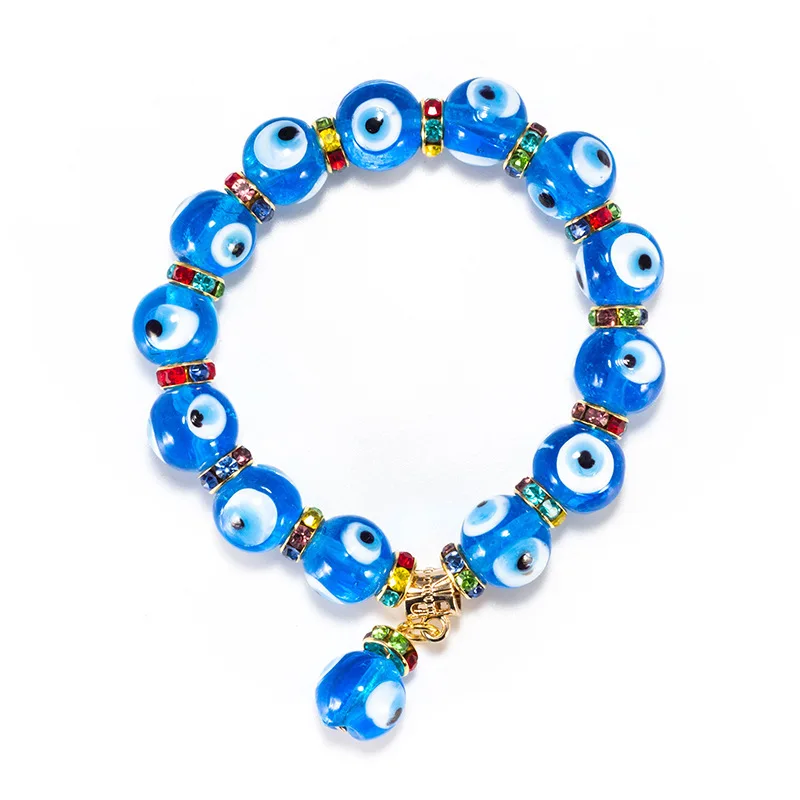 ZUOWEN 2022 New Product Turkey Evil Eye Bracelet Crystal Glass Elastic Beaded Devil Eye Bracelet Women Jewelry