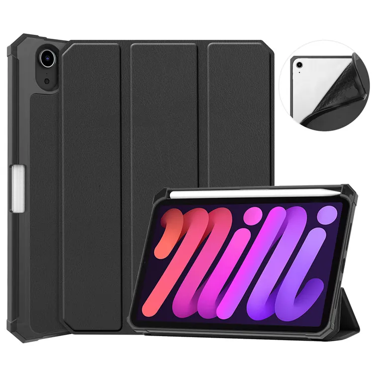 New Mini 6 Generation Tablet Case with Pen slot TPU Leather 8.3 Inch Cover Protective Shell Case for iPad Mini 6 2021