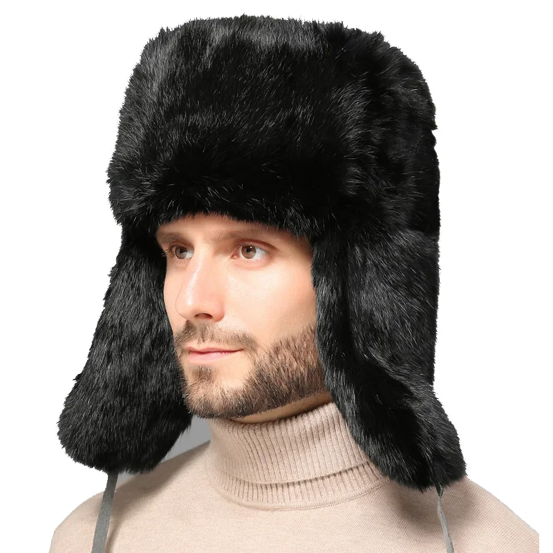 Windproof Warm Russian Hat Winter Fur Hat Earflap Winter Fur Hats for men