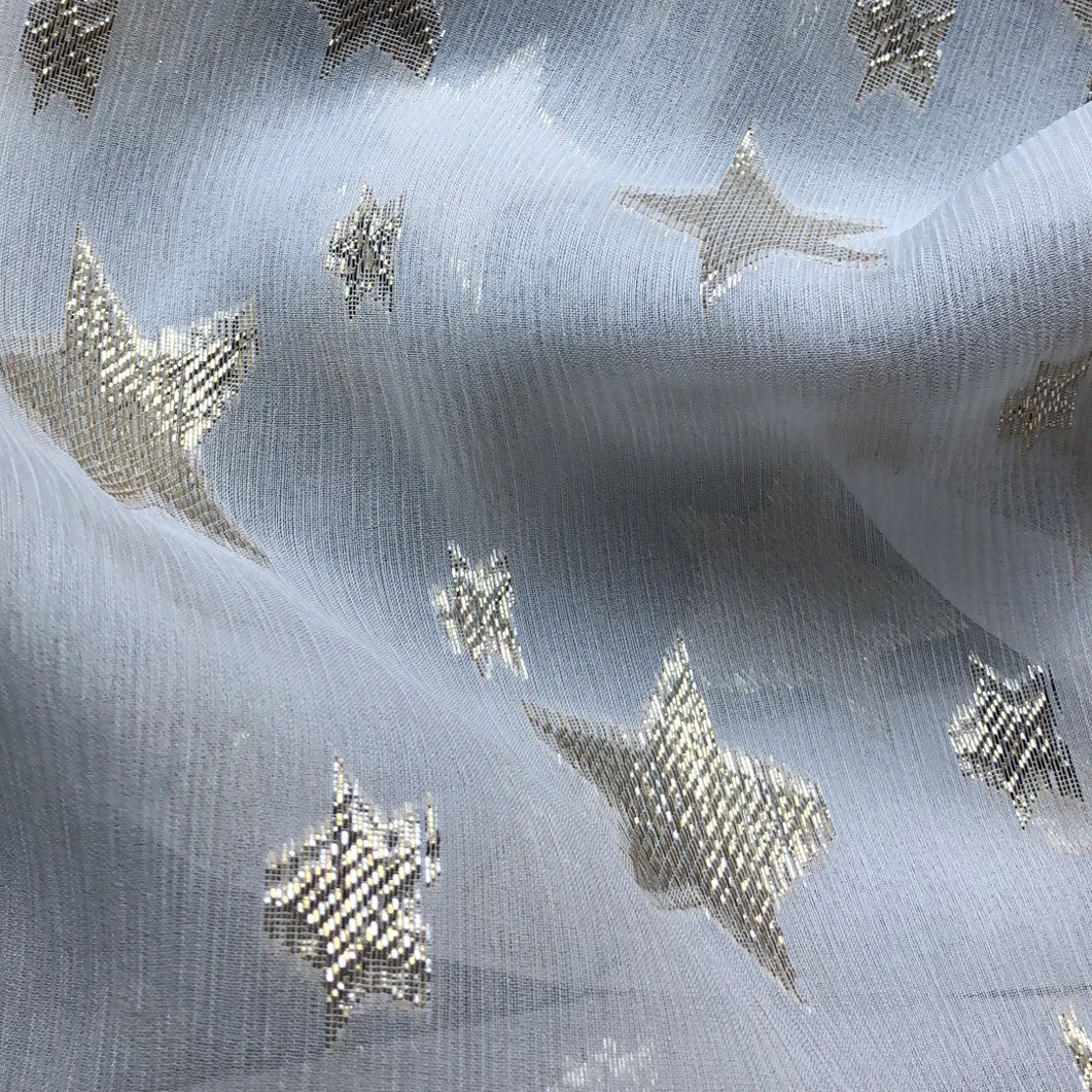 silk jacquard  crinkle  fabric , jacquard with gold and silver color of Lurex