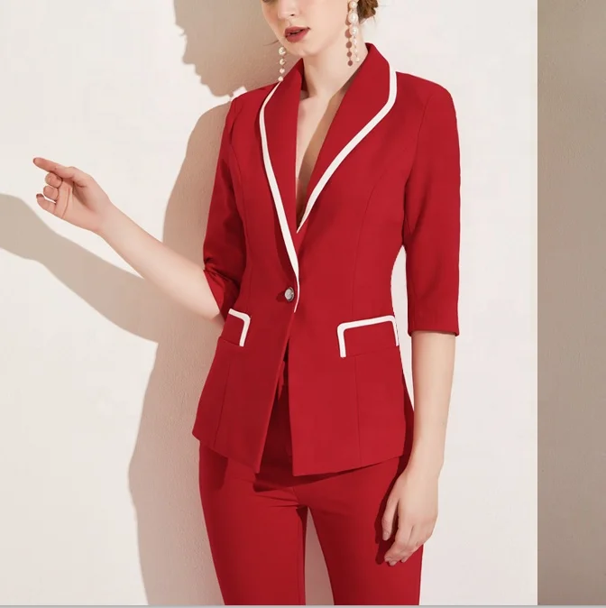 Custom Oem Blazers Two Piece Set Womens Business Wear Suits Ladies Suit Women Two Piece Pants Set Female Suites