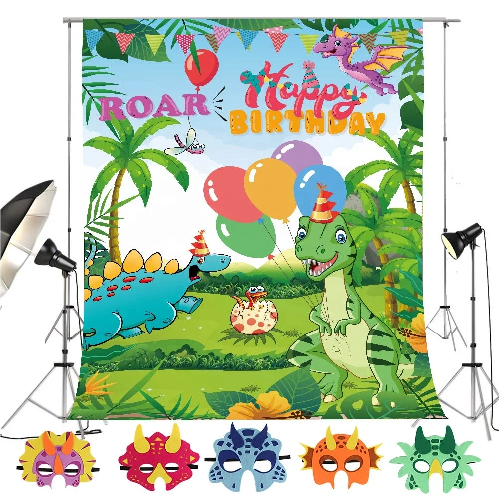 Dinosaur Themed Birthday Party Decor Tablecloths Background Booth Banner Photo Studio Props Sets Photography Backdrops