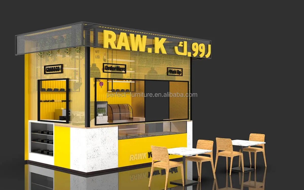 Natural wood popsicle display kiosk mall food gelato booth design with factory price