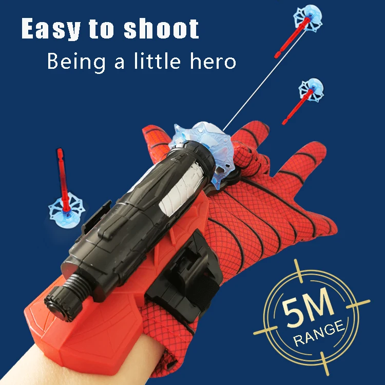 High quality Spider Anime Web Shooter water gun Cosplay Toy Safety Wrist Laucher Fixed sucker bullet Little hero
