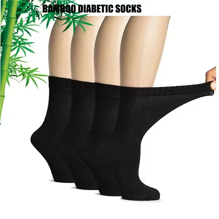 Wholesale Custom Logo Design High Quality Bamboo Nurse Socks Professional Non Binding Diabetic Socks For Men