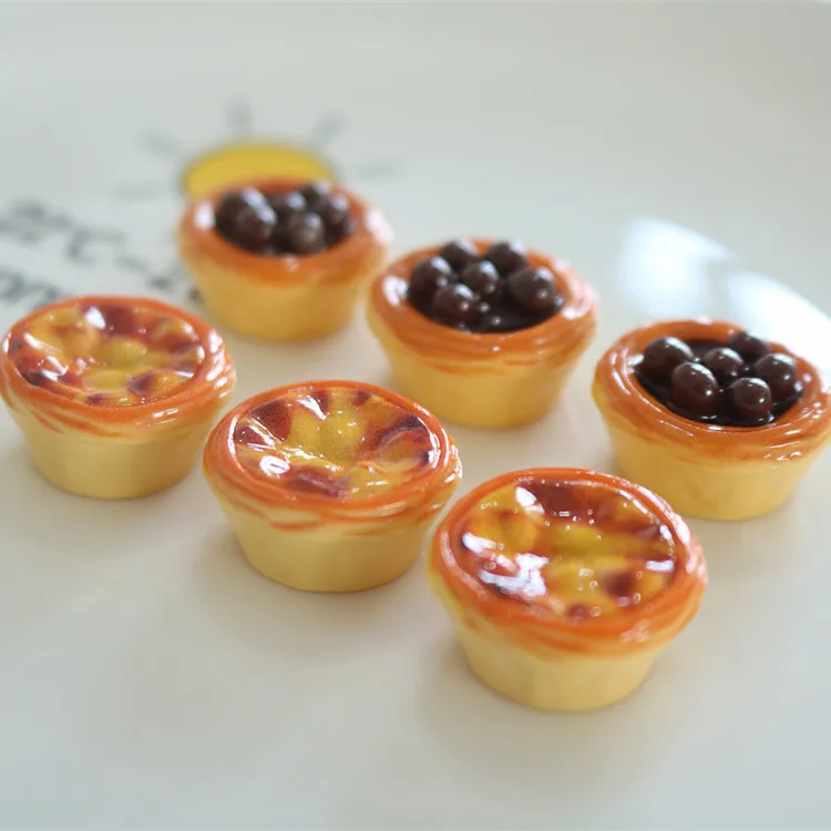 100Pcs Simulation Blueberry Egg Tart Miniature Figurines Resin Cabochon Scrapbook Crafts DIY Food Dollhouse Accessories Decor