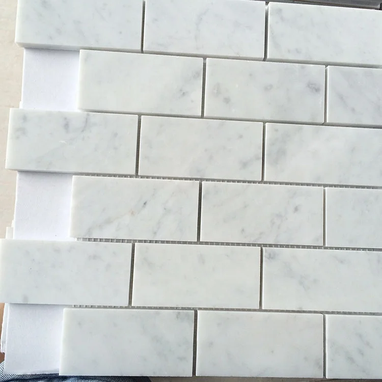 Carrara White 2x4 Inch Brick Marble Mosaic Tiles High Quality Genre Mosaics