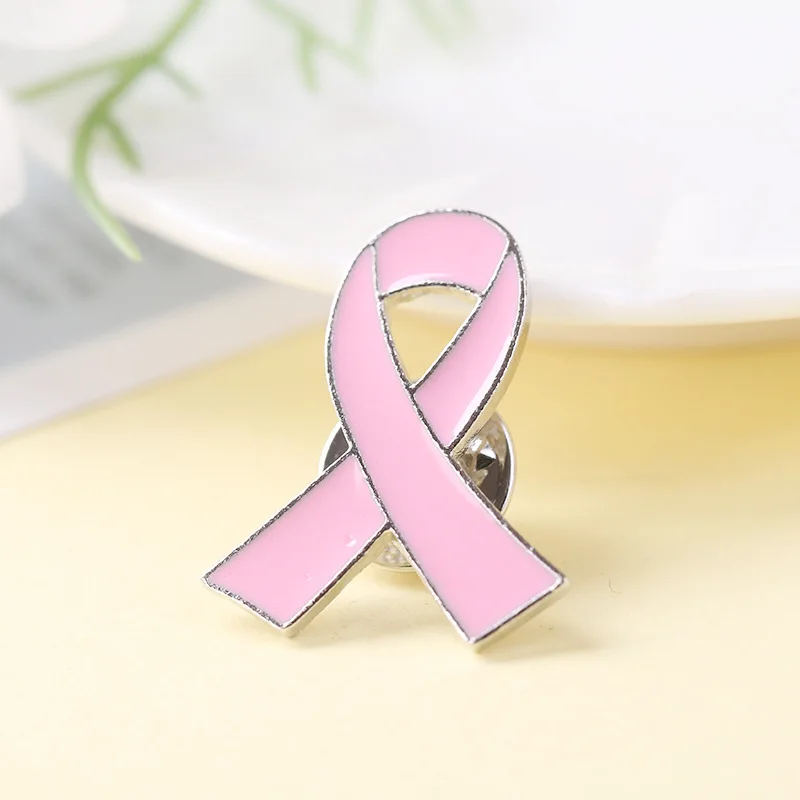 Medical Colorful Pink Ribbon Enamel Badge Breast Cancer Awareness Lapel Pin