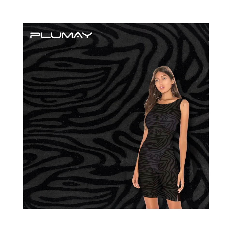 China hot sale knitted polyester nylon spandex 4 way stretch zebra burnout velvet fabric for women dress and dance wear