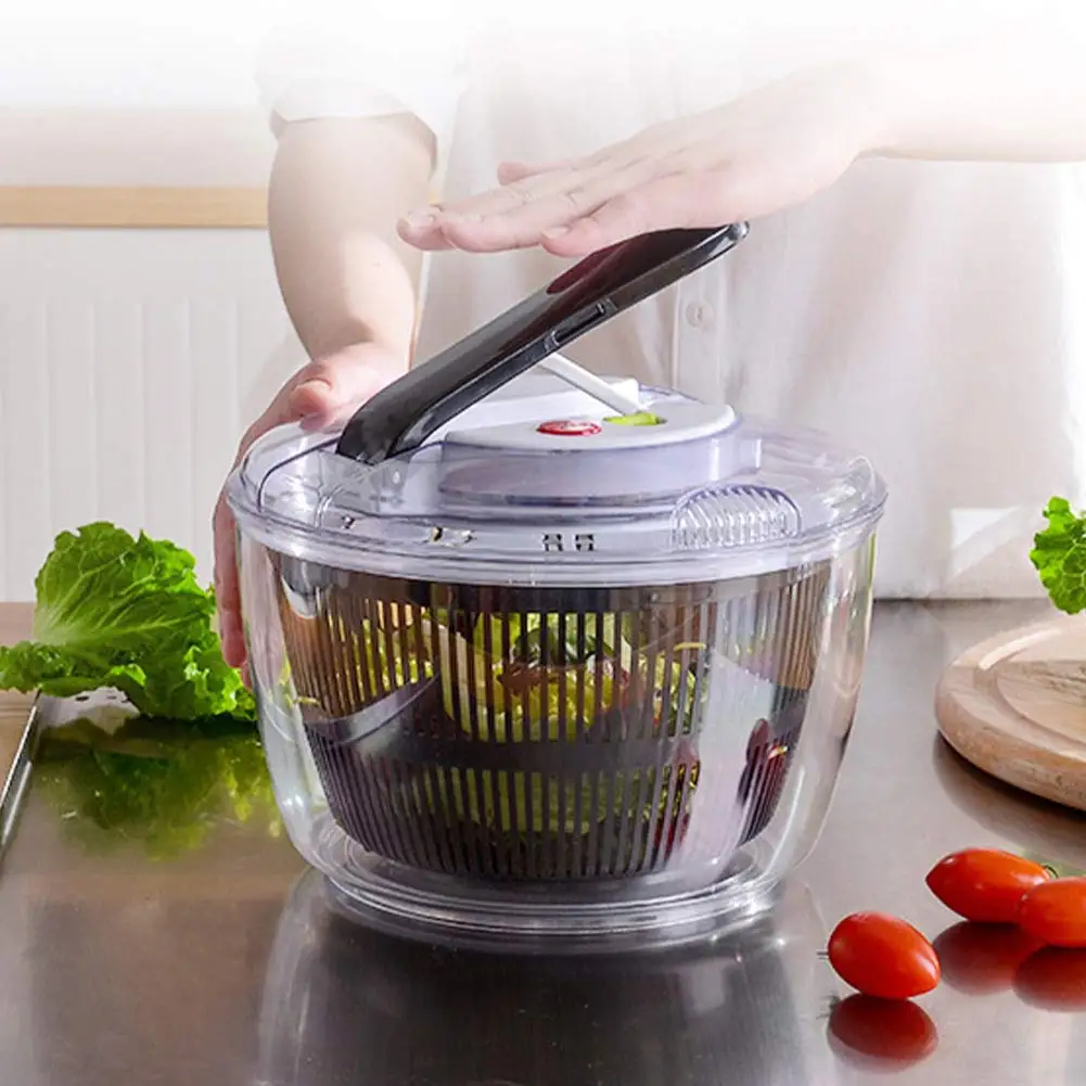 Salad Spinner Vegetable Washer,Large Capacity Lettuce Greens Washer Dryer Drainer Crisper Strainer,Easy One-Hand Pump Operation