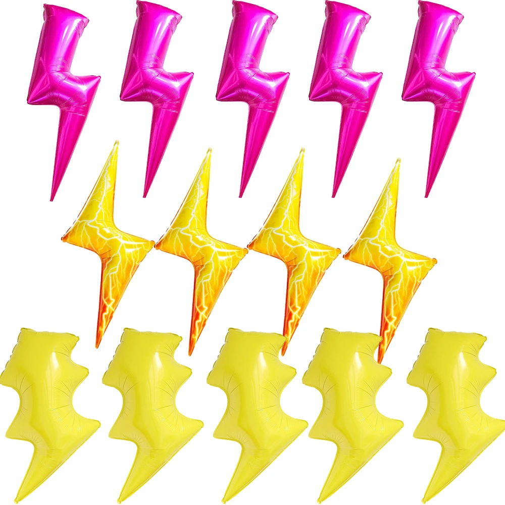 CYmylar lighting bolt balloons fuchsia flash balloons for super hero Bolt Birthday Party Supplies