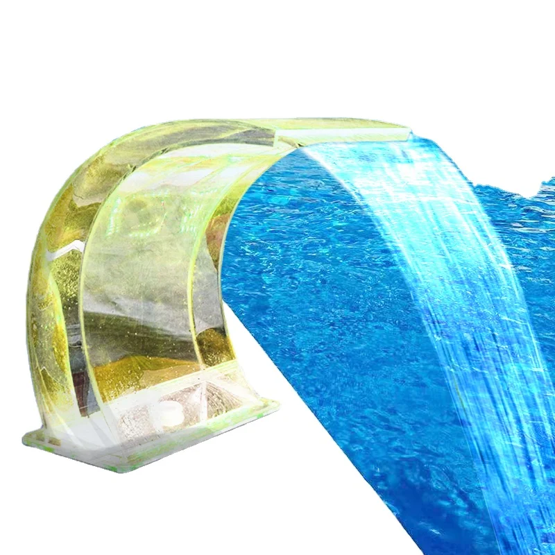 FACTORY supply Acrylic made waterfall shower with light for swimming pools/spa/hot tube use