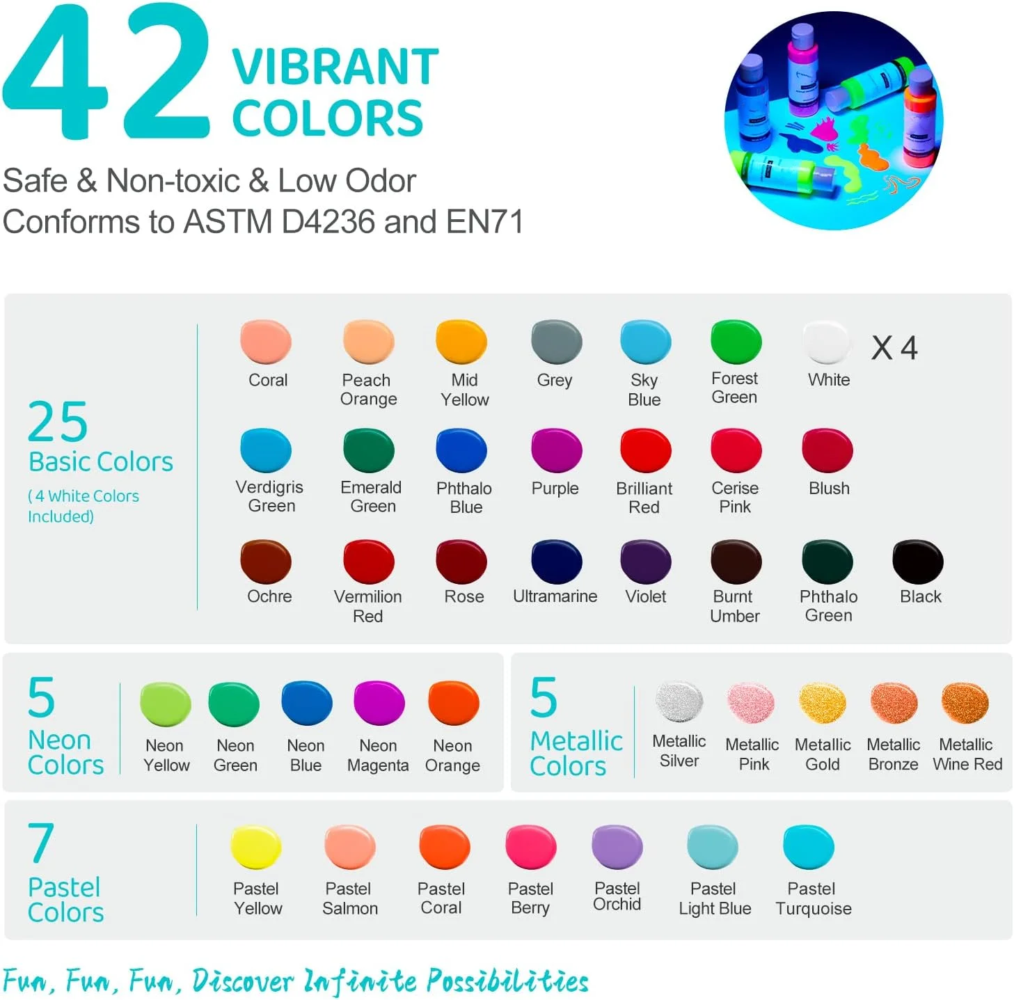 Acrylic Pouring Paint Set (60ml/2oz each) High Flow No Mixing Needed Assorted Colors for Pouring on Canvas Glass Wood DIY