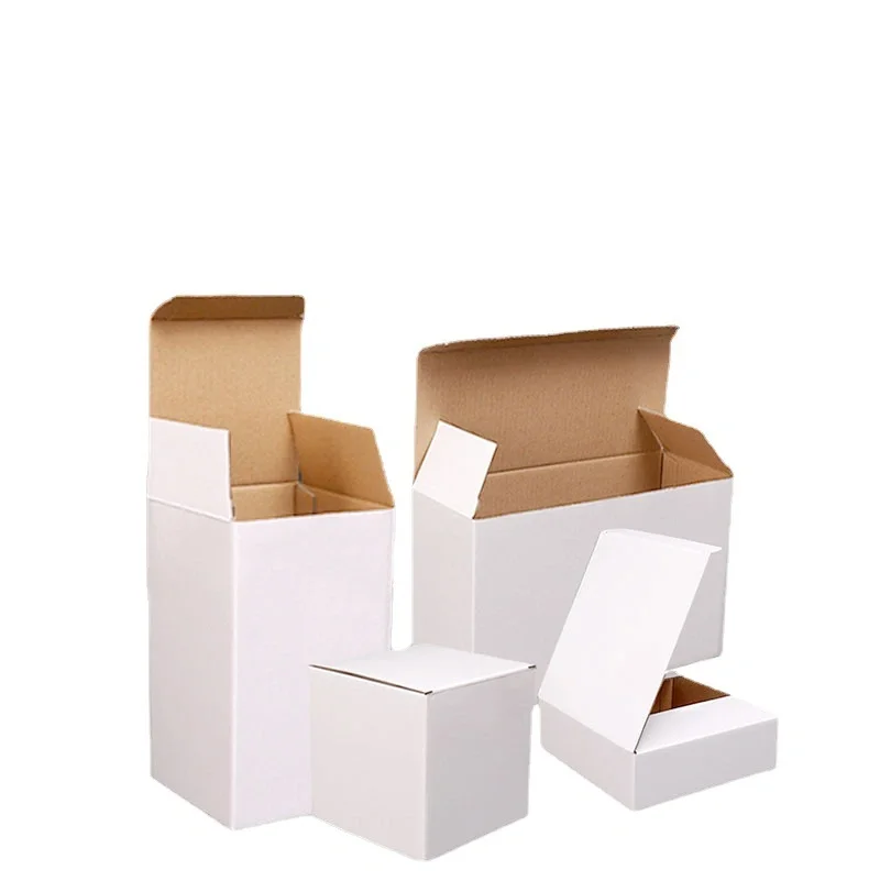 Color Box Packaging Paper Box Spot Cross-Border Corrugated Express White Card Gift Folding Rectangular Simple White Box