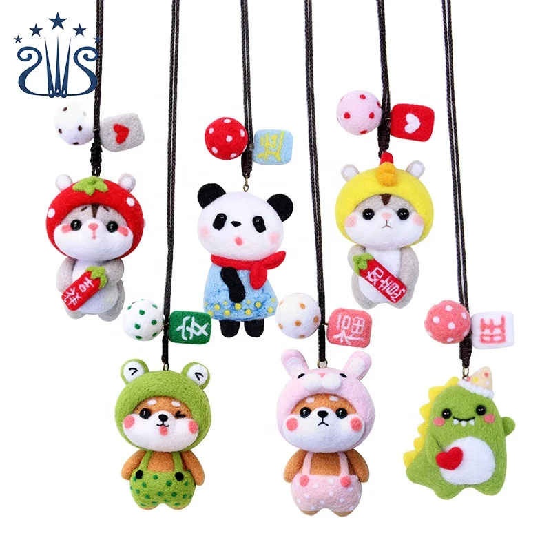 DIY маленький мультяшный кулон набор для рукоделия игла Шерсть Войлок куклы Материал Пакет