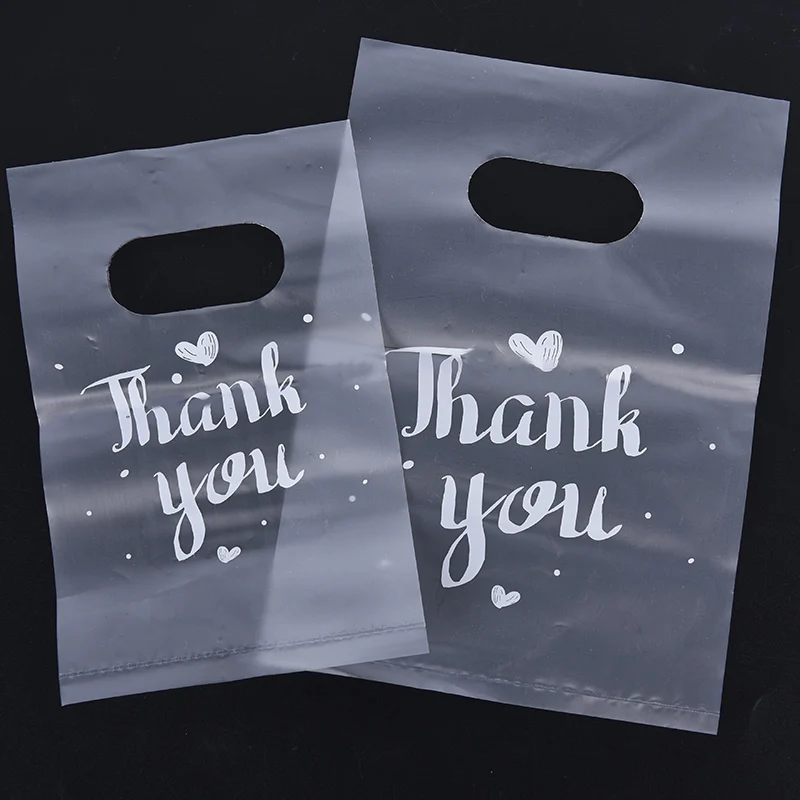 Thank You Plastic Gift Bag Cloth Storage Shopping Bag with Handle Party Wedding Plastic Candy Cake Wrapping Bags