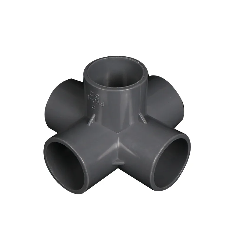 Plastic Pipe Fitting PVC DN110*110  Plastic 5 Ways Water Supply Fitting Straight Equal Cross Tube Round Connector