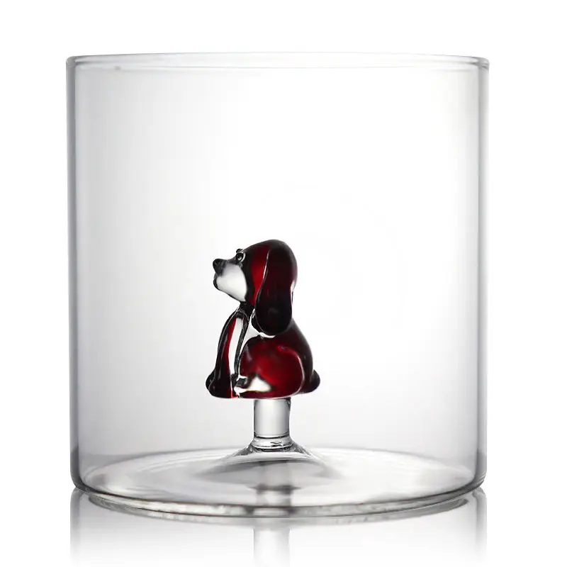 Wholesale Customized 3D Glass Coffee Mug Cartoon Borosilicate Glass Milk Cup Animal Inside Glass Mug