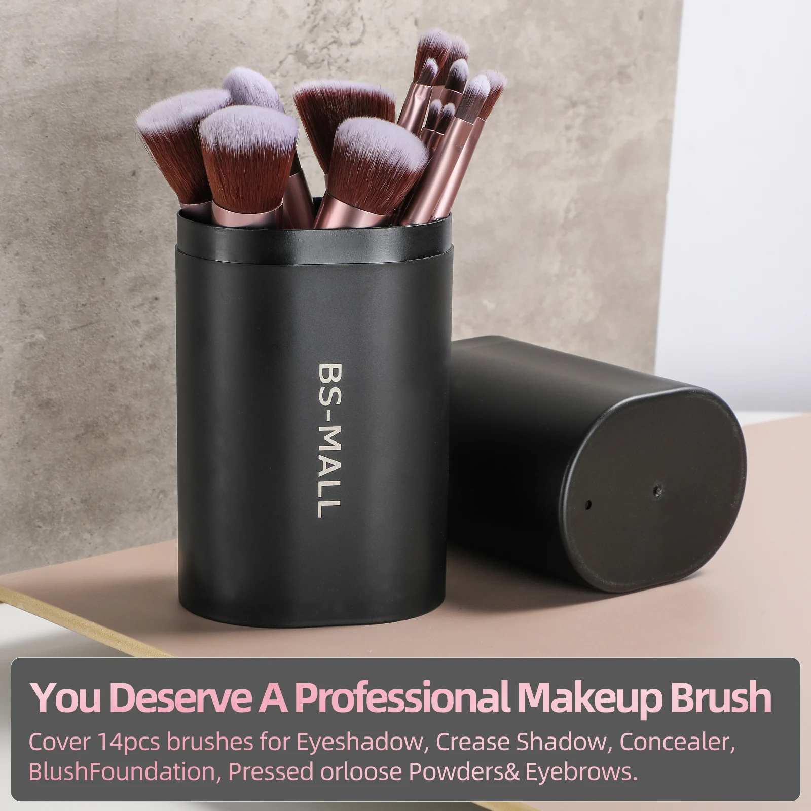 Brushes Holder Case 14 Piece Purple Cosmetic Make up Brush Kit Private Label Makeup Brushes Set