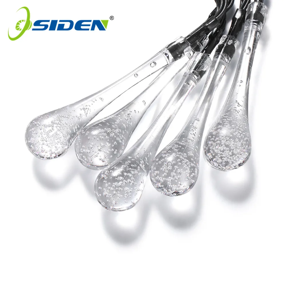 Osiden waterdrop led solar string lights 5M20led  outdoor house lighting rain drop waterproof IP44 decorative lights Christmas