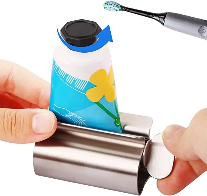 Stainless Steel Toothpaste Tube Squeezer Toothpaste Squeezer Rollers Metal Toothpaste Tube Wringer Seat Holder Stand